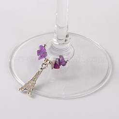 Natural Gemstone Wine Glass Charms&nbsp;AJEW-JO00003-03