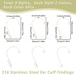 36Pcs 6 Styles 316 Stainless Steel Ear Cuff Findings&nbsp;STAS-SC0008-40