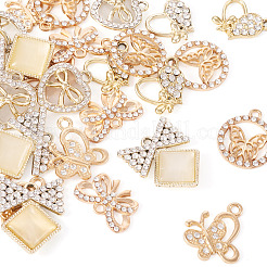 24Pcs 6 Styles Alloy Crystal Rhinestone Pendants&nbsp;FIND-TA0006-20LG