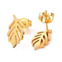Ion Plating(IP) 304 Stainless Steel Stud Earrings&nbsp;EJEW-C001-12G