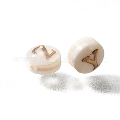 26Pcs 26 Styles Natural White Shell Disc Beads with Brass Slices&nbsp;BSHE-Z008-10
