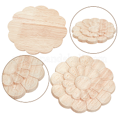 6Pcs Wood Carved Flower Onlay Applique Craft&nbsp;WOOD-WR0001-27