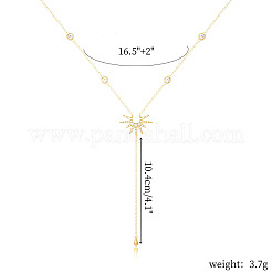 Brass Pave Clear Cubic Zirconia Sun Teardrop Tassel Y Necklaces for Women&nbsp;FS-WG5D0D0-01