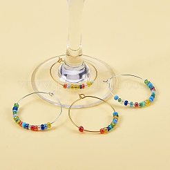 Brass Wine Glass Charm Rings Hoop Earrings&nbsp;KK-PH0028-01M
