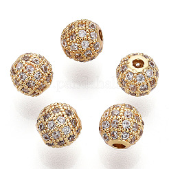 Rack Plating Brass Cubic Zirconia Beads&nbsp;ZIRC-S001-8mm-A-M