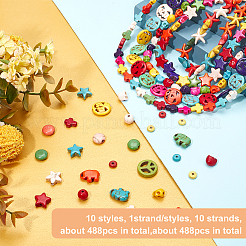10 Strands 10 Style Dyed Synthetic Turquoise Bead Strands&nbsp;G-OC0002-13