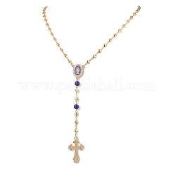 Brass Heart Link Rosary Bead Necklaces&nbsp;NJEW-JN05627
