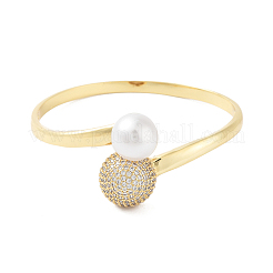 Rack Plating Brass Micro Pave Clear Cubic Zirconia Bangles&nbsp;BJEW-M314-01G