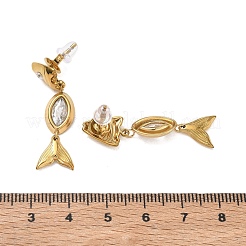 304 Stainless Steel Cubic Zirconia Stud Dangle Earrings for Women&nbsp;SA-CBA0E8A-01G