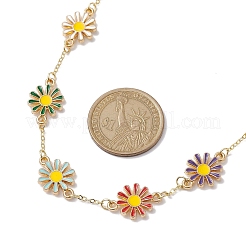 Alloy Enamel Flower Links Chain Necklaces for Women&nbsp;NJEW-JN04742