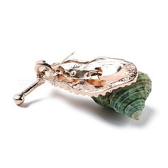 Snail Green Natural Conch Shell Fossil Brooch Pin&nbsp;JEWB-A020-02G-02