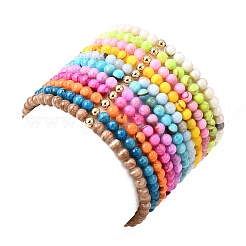 11Pcs Natural Persian Jade Round Beaded Stretch Bracelets&nbsp;BJEW-JB12004