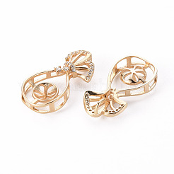 Brass Micro Pave Clear Cubic Zirconia Peg Bails Pendants&nbsp;KK-T062-68G-NF