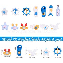 65 Pieces Ocean Theme Resin Cabochons Cute Resin Pendant Crab Starfish Resin Charm for DIY Making Craft Hair Clip Scrapbooking Decor&nbsp;JX390A