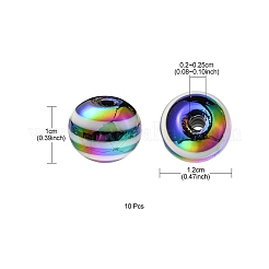 10Pcs Rainbow Color Stripe Resin Beads&nbsp;RESI-YW0001-27B