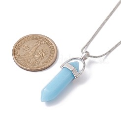 Bullet Shape Synthetic Luminous Stone Pendant Necklace with Brass Snake Chains&nbsp;NJEW-JN04601
