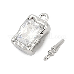 Brass Micro Pave Clear Cubic Zirconia Box Clasps&nbsp;KK-P291-40P