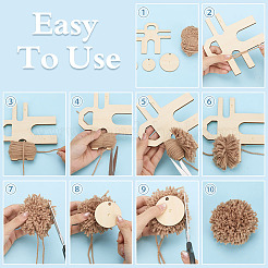 4Pcs Unfinished Wood Yarn Ball Making Tools&nbsp;AJEW-WH0596-590