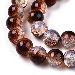 Transparent Crackle Baking Paint Glass Beads Strands&nbsp;DGLA-T003-01C-16