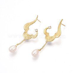Brass Micro Pave Clear Cubic Zirconia Stud Earrings&nbsp;EJEW-N056-01G