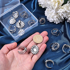 16Pcs 4 Styles Adjustable 304 Stainless Steel Open Cuff Ring Components&nbsp;STAS-SC0020-85
