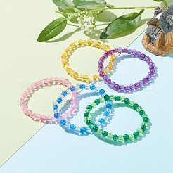 Transparent Acrylic Round Beads Stretch Bracelets for Kids&nbsp;BJEW-JB06505