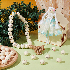120Pcs 6 Styles Printed Wood European Beads&nbsp;WOOD-OC0004-44