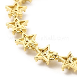Clear Cubic Zirconia Star Link Chain Bracelet&nbsp;BJEW-A132-16G
