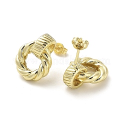 Twist Donut Rack Plating Brass Stud Earrings&nbsp;EJEW-M240-02G