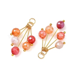 Natural Banded Agate(Dyed & Heated) Faceted Round Pendants&nbsp;PALLOY-JF05879