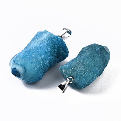 Rough Raw Electroplate Natural Druzy Agate Pendants&nbsp;G-S359-274