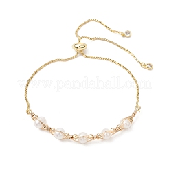 Natural Cultured Freshwater Pearl Beads Slider Bracelets&nbsp;BJEW-JB13345-02