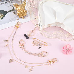 Alloy with Resin Cherry Keychains & Alloy Enamel with Iron Musical Note Brooch & Alloy Rhinestone Heart Charm Purse Chains & Alloy Rhinestone Heart Link Purse Strap Extenders&nbsp;SJEW-AR00001