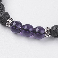 Natural Lava Rock Beads Stretch Bracelets&nbsp;BJEW-I241-12K