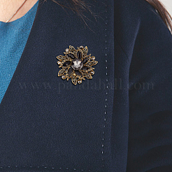 3Pcs 3 Colors Rhinestone Flower Brooch Pin&nbsp;JEWB-FI0001-01