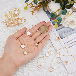 2 Sets 2 Colors Heart with Constellation Alloy Enamel Wine Glass Charms Sets&nbsp;AJEW-FH0004-70