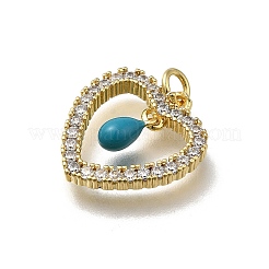 Brass Micro Pave Cubic Zirconia Pendants&nbsp;KK-C090-01G-01