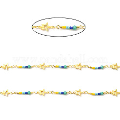 Brass Star Handmade Beaded Chains&nbsp;CHC-P011-G01-G