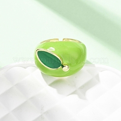 Brass Enamel Cuff Rings for Women&nbsp;RJEW-B138-01G-01