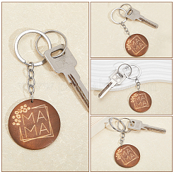 18Pcs 3 Style Flat Round Wood Keychains&nbsp;KEYC-CA0001-55