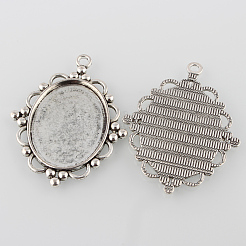 Tibetan Style Pendant Cabochon Settings&nbsp;X1-TIBEP-K020-28AS