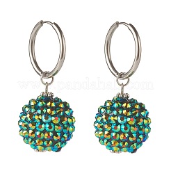Sparkling Rhinestone Ball Dangle Hoop Earrings&nbsp;EJEW-JE04813