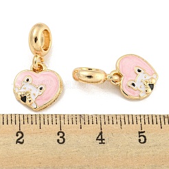 Rack Plating Alloy Enamel Heart with Dog European Dangle Charms&nbsp;FIND-B034-50G