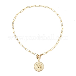 Flat Round with 12 Constellation/Zodiac Sign Pendant Necklaces Sets&nbsp;NJEW-JN03126