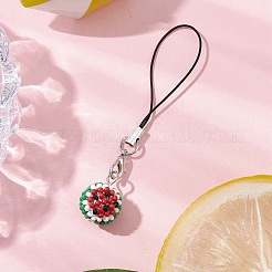 Watermelon Glass Seed Bead Beaded Charm Mobile Straps&nbsp;HJEW-MZ00183