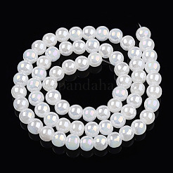 Electroplate Imitation Jade Glass Beads Strands&nbsp;GLAA-T032-J6mm-AB01