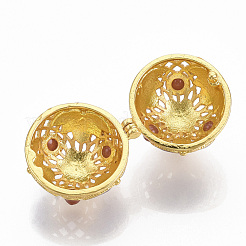 Rack Plating Brass Cage Pendants&nbsp;KK-T053-01G