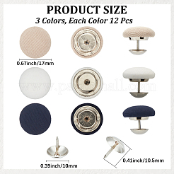 36Pcs 3 Colors Flat Round Cloth Cap Nail Buttons&nbsp;BUTT-CY0001-34