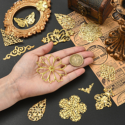 120Pcs 12 Styles Iron & Alloy Filigree Chandelier Component Links&nbsp;FIND-SC0017-07
