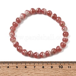 Natural Argentina Rhodonite Round Beaded Stretch Bracelets&nbsp;GG-CBAB07B-01